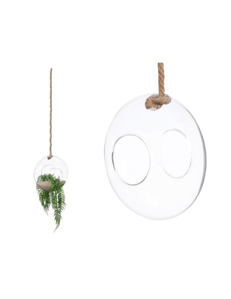 JARRÓN BOLA COLGAR CUERDA ABOMBADO PEQUEÑO 20 x 20 x 10CM