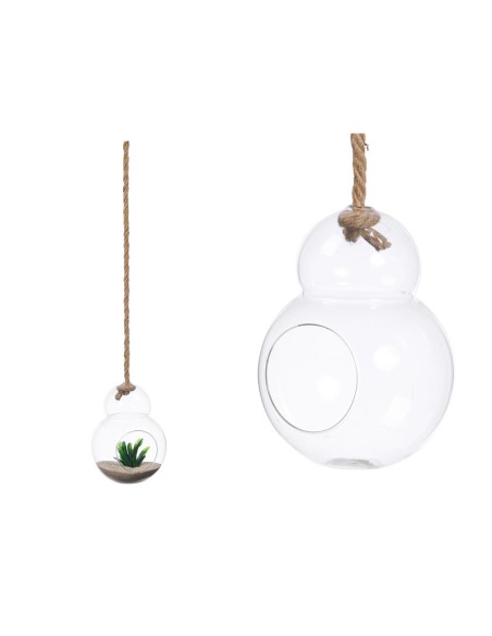 JARRÓN BOLA COLGAR CUERDA DOBLE BOLA PEQUEÑO 15,5 x 15,5 x 22CM