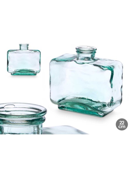 JARRON VIDRIO RECICLADO RECTANGULAR 12 x 23 x 22CM