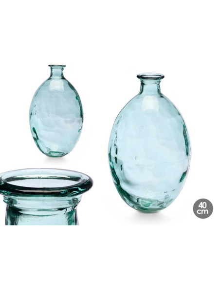 JARRON VIDRIO RECICLADO RAYADO 40 CM 12 L