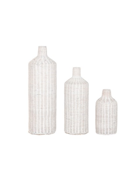 JARRON SET 3 RATAN METAL 25X25X80 NATURAL