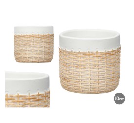 MACETA CEMENTO EFECTO RATAN 10CM BLANCO