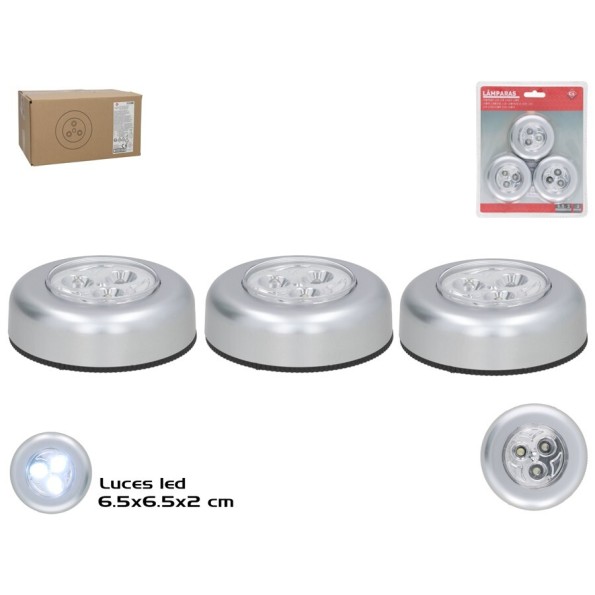 SET 3 PIEZAS LAMPARA LUZ LED 6,5X2 CM