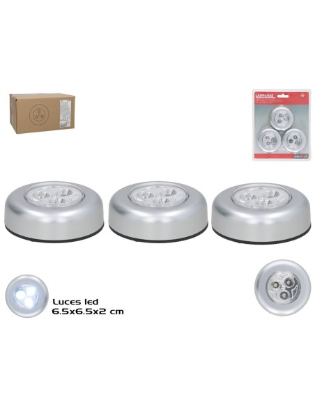 SET 3 PIEZAS LAMPARA LUZ LED 6,5X2 CM