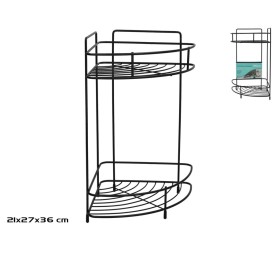 ESTANTERIA ESQUINERA 2 ALTURAS 21X21X36 NEGRA