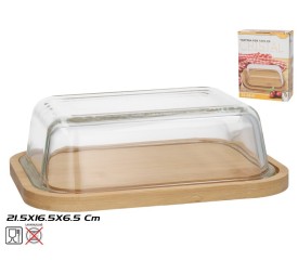TARTERA C/ TAPA CRISTAL 21.5X16.5X6.5CM