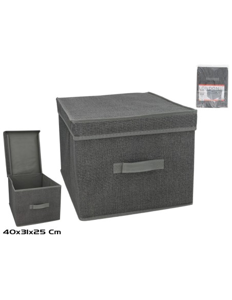 CAJA TELA C/ASA LONDON 40X31X25CM CAJA TELA C/ASA LONDON 40X31X25CM