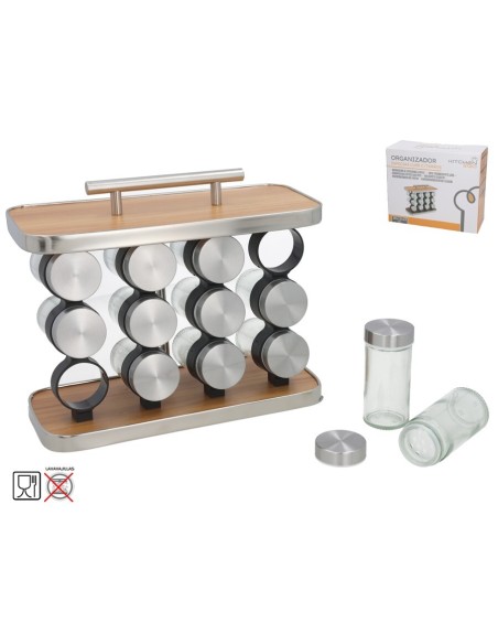 ORGANIZADOR ESPECIAS LUXE C/TARROS 12 28X12X23CM