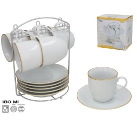 SET 6 TAZAS/PLATO OLIMPI FILO ORO C/S 180CC