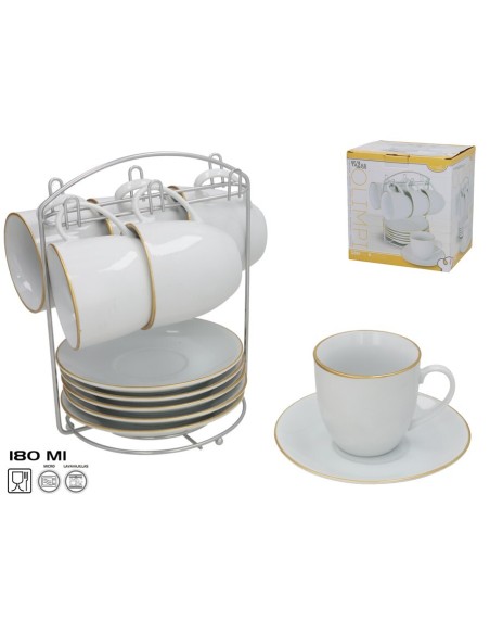 SET 6 TAZAS/PLATO OLIMPI FILO ORO C/S 180CC SET 6 TAZAS/PLATO OLIMPI FILO ORO C/S 180CC