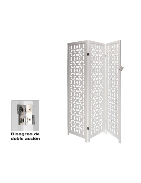 BIOMBO MADERA SOL BLANCO 3/HOJAS 170X45CM