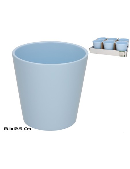 MACETERO ALIM CERAMICA AZUL 13,1X12,5 CM