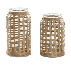 JARRON SET 2 CRISTAL FIBRA 11X11X21 NATURAL
