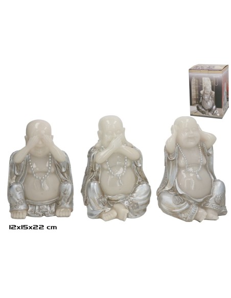 S/3 BUDA FELIHU 15X12X22CM RESINA