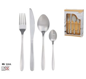 SET 16 CUBIERTOS ACERO INOX. MATE LUXE 22CM