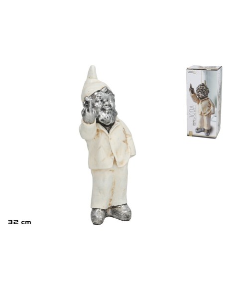 GNOMO  JODA RESINA 32 CM CREMA/PLATA