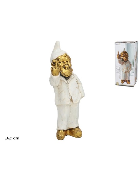 GNOMO  JODA RESINA   32 CM CREMA/ORO