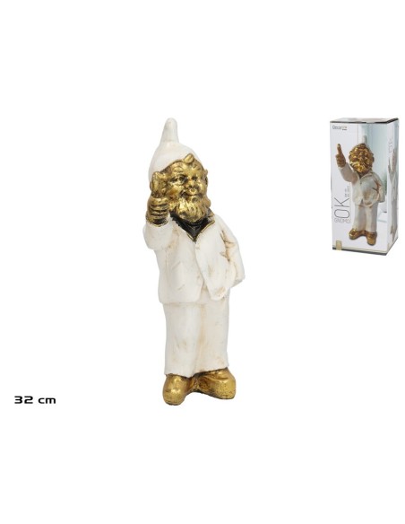 GNOMO   OK RESINA  32 CM CREMA/ORO