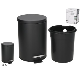 PAPELERA CON PEDAL 3L 16,8X21X24,5CM NEGRA