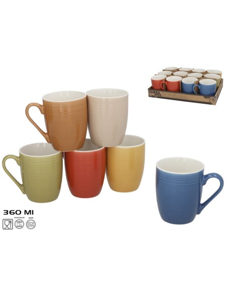 JARRA MUG BONE CHINA 360ML 6 SURT