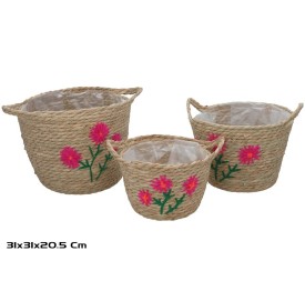 S/3 CESTAS FLORES 31X31X20,5CM