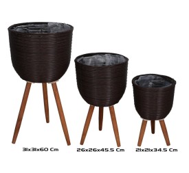 SET 3 MACETEROS C/PATAS ALF 31X31X60CM