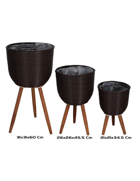 SET 3 MACETEROS C/PATAS ALF 31X31X60CM