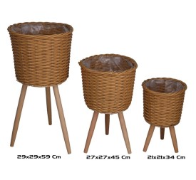 SET 3 MACETEROS C/PATAS RUBI 29X29X59CM