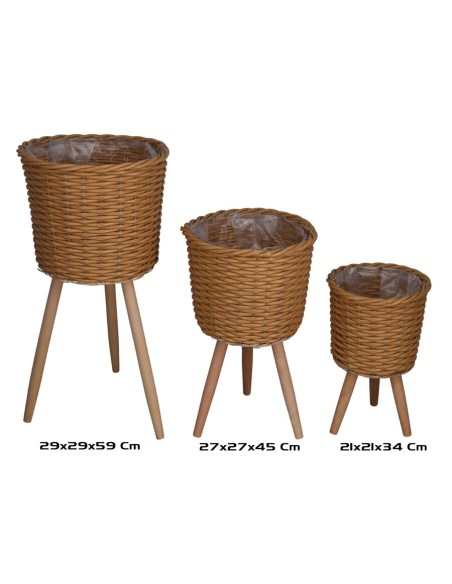 SET 3 MACETEROS C/PATAS RUBI 29X29X59CM