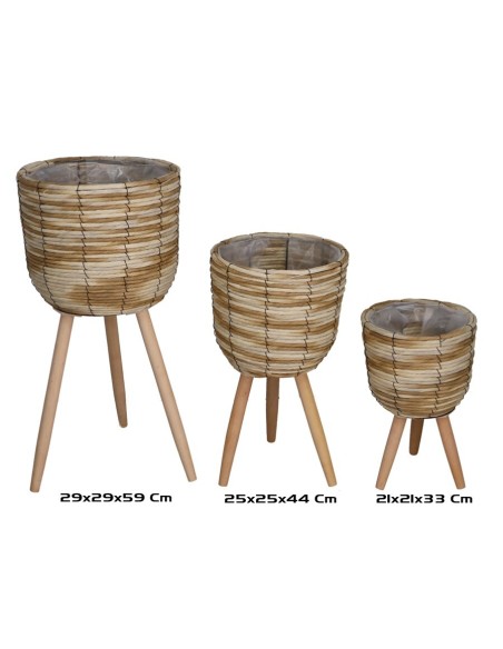 SET 3 MACETEROS C/PATAS OLIVER 29X29X59CM