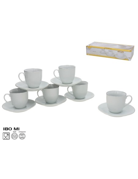 SET 6 TAZAS/PLATO OLIMPI FILO PLATA 180CC
