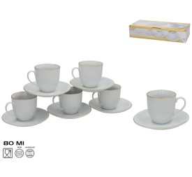 SET 6 TAZAS/PLATO OLIMPI FILO ORO 180CC