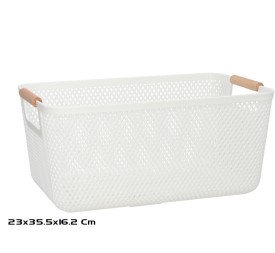 CESTA MULTIUSOS ASA MADERA 35,5X23X16,2CM BLANCA