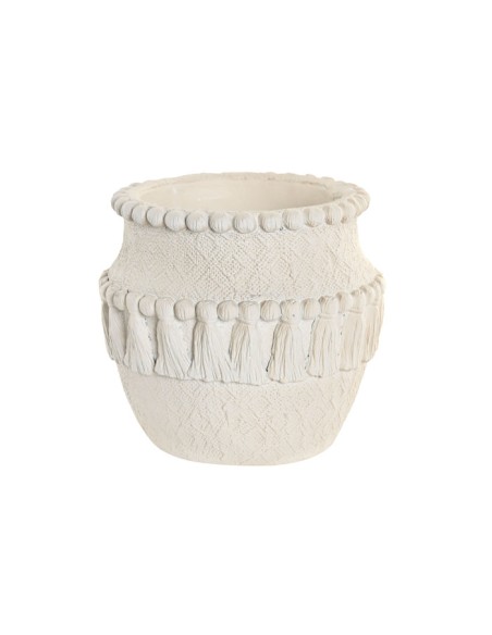 JARRON CEMENTO 20X20X18 RELIEVE BLANCO