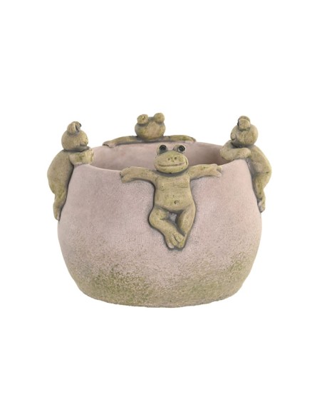 JARRON CEMENTO 16X16X12 RANAS GRIS