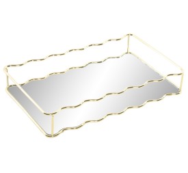BANDEJA METAL ESPEJO 30X18X5 DORADO