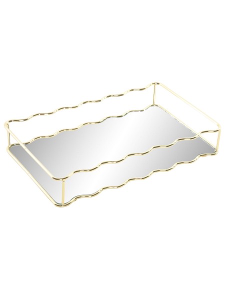 BANDEJA METAL ESPEJO 30X18X5 DORADO
