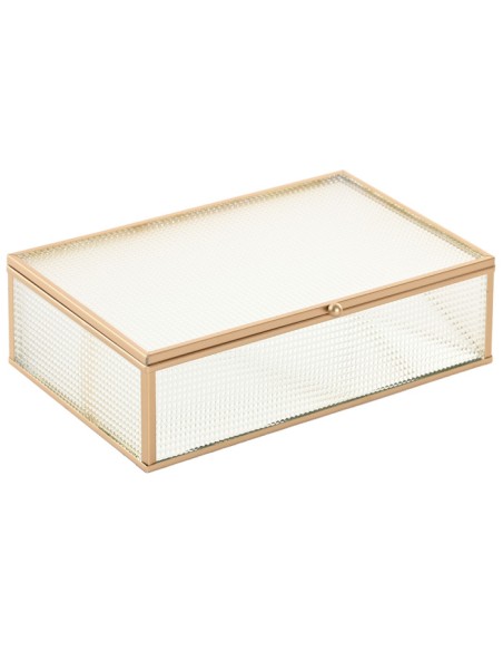 JOYERO CRISTAL METAL 24X15X6,5 DORADO