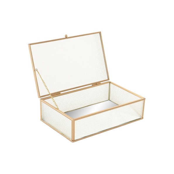 JOYERO CRISTAL METAL 24X15X6,5 DORADO