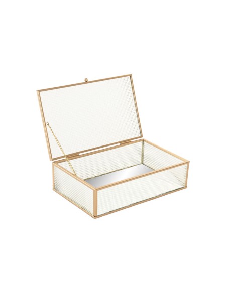 JOYERO CRISTAL METAL 24X15X6,5 DORADO