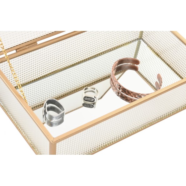 JOYERO CRISTAL METAL 24X15X6,5 DORADO