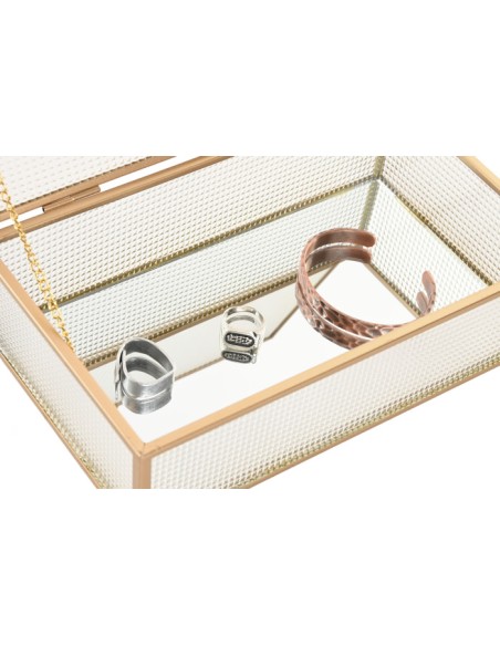 JOYERO CRISTAL METAL 24X15X6,5 DORADO