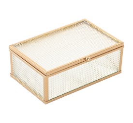 JOYERO CRISTAL METAL 15X11X5,5 DORADO