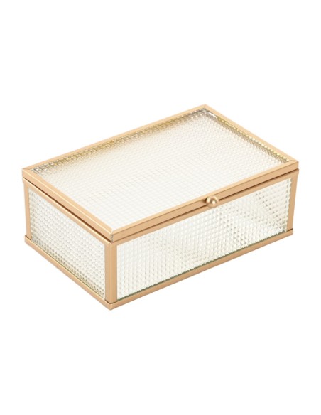 JOYERO CRISTAL METAL 15X11X5,5 DORADO