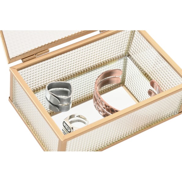 JOYERO CRISTAL METAL 15X11X5,5 DORADO