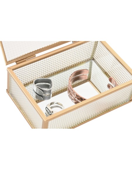 JOYERO CRISTAL METAL 15X11X5,5 DORADO