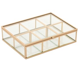 JOYERO CRISTAL METAL 20X16X5 DORADO