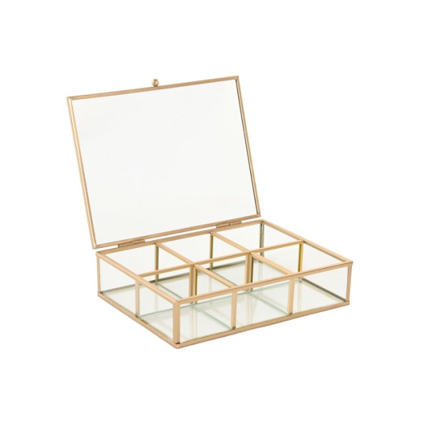 JOYERO CRISTAL METAL 20X16X5 DORADO