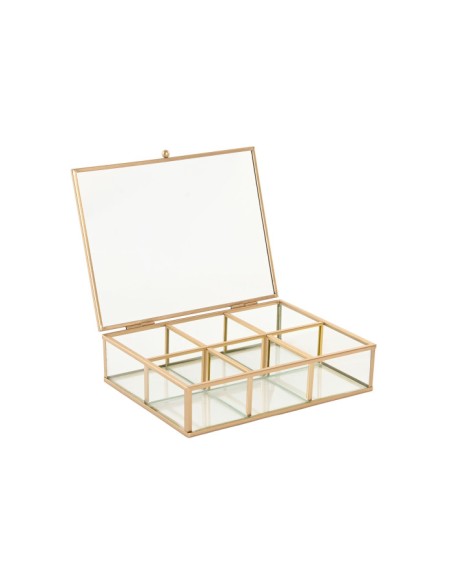 JOYERO CRISTAL METAL 20X16X5 DORADO