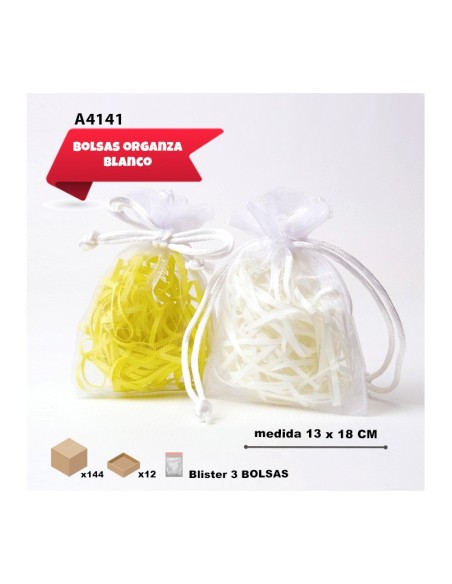 BOLSA DE ORGANZA 13X18CM BLANCO 3 UD